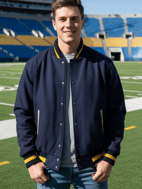 College Jacke Wolle-Ärmel