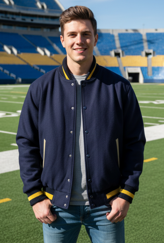 Chaqueta universitaria mangas de lana